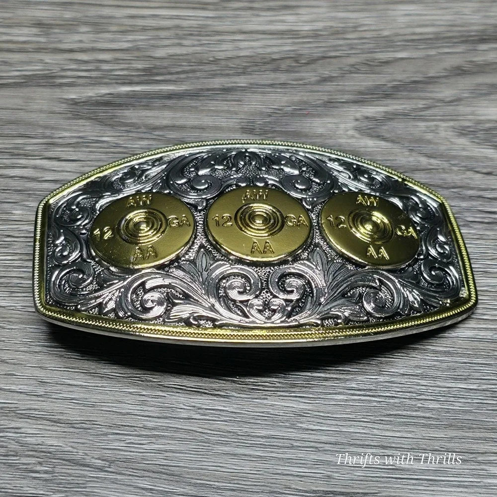Rare Stainless Steel Belt Buckle - 12 Gauge Shells - Western AW 12GA AA - Nice